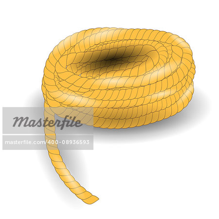 Coil of Strong Rope  Isolated on White Background