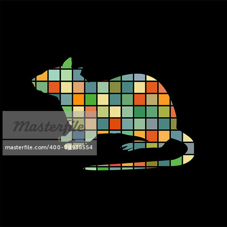 Rat mouse rodent color silhouette animal. Vector Illustrator.
