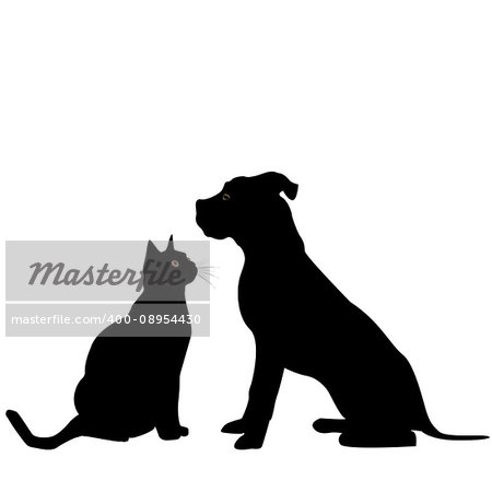 Black silhouette of dog and cat