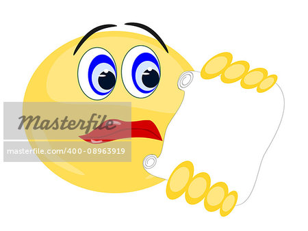 emoji unhappily reading paper message, editable vector, illustration, jpeg,