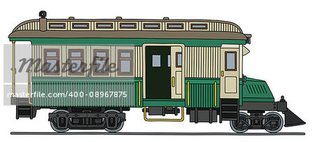 Hand draving of a vintage motor railcars