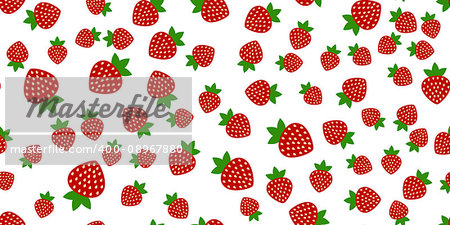 seamless of red strawberries on white background. Vector illustration.