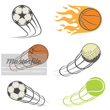 set of sport balls. football, basketball, Golf, tennis. Vector illustration