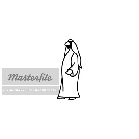 Stick figure arab muslim man icon vector