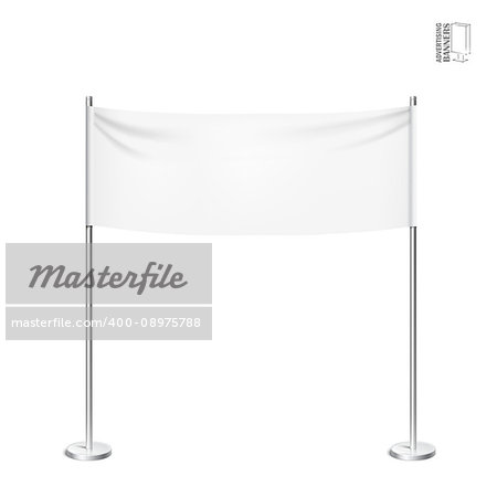 Outdoor advertising banners shield mockup, template. Illustration isolated on white background. Ready for your design. Product advertising