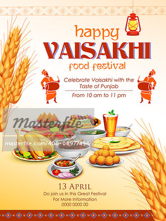 illustration of Happy Vaisakhi Punjabi festival celebration background