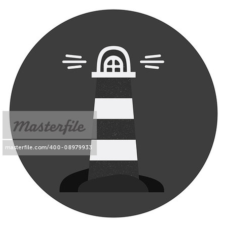 Vector lighthouse icon, black and white lighthouse symbol