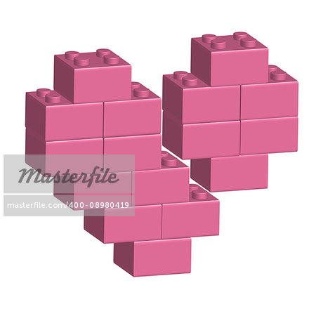 Building bricks in 3D broken heart, vector