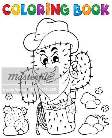 Coloring book stylized cactus - eps10 vector illustration.