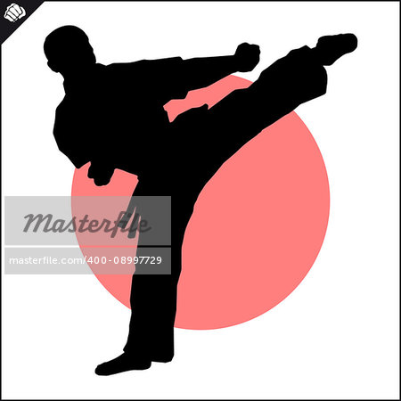 Fighting combat Fighter in kimono dogi taekwondo hapkido Vector EPS