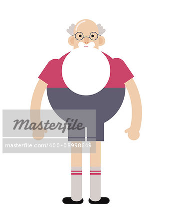 Grandpa hipster in glasses, with a beard. Flat vector illustration.Funny grandfather