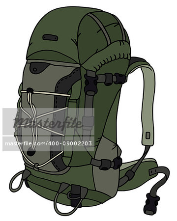 Hand drawing of a khaki green backpack