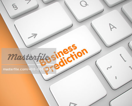 Business Concept with Aluminum Enter White Button on Keyboard: Business Prediction. Business Concept: Business Prediction on the Slim Aluminum Keyboard Background. 3D Illustration.