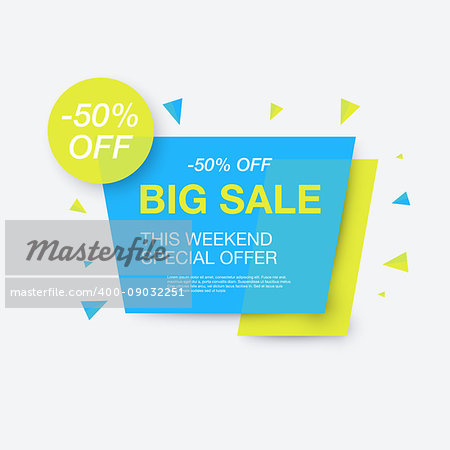 Weekend sale banner, special offer, 50 percents sale discount, vector eps10 illustration