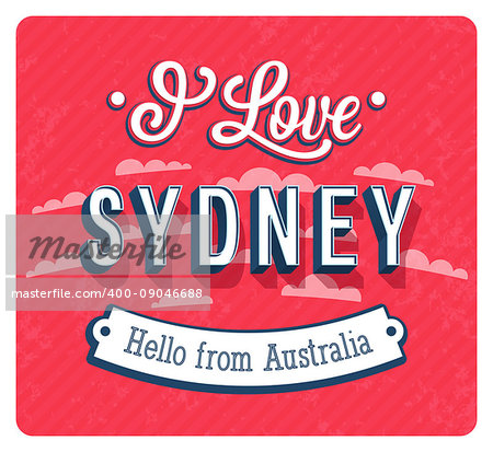 Vintage greeting card from Sydney - Australia. Vector illustration.