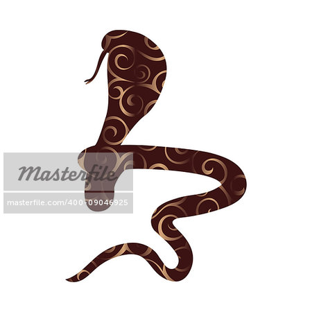 Cobra snake reptile color silhouette animal. Vector Illustrator.