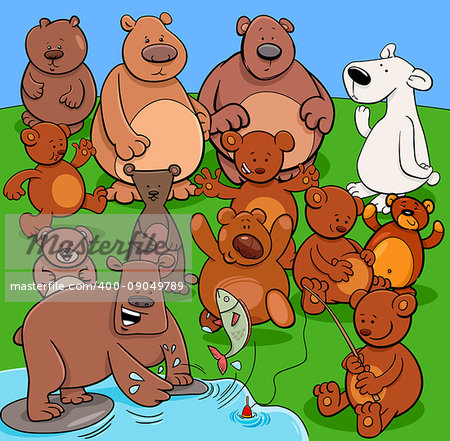 Cartoon Illustration of Bears Animal Characters Group