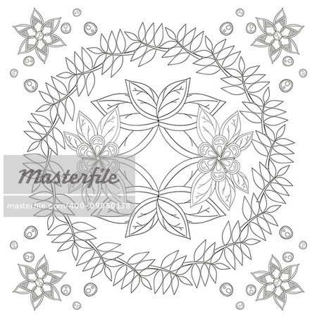 Coloring book page for adults and kids in doodle style. Vector artwork good for art therapy and coloring meditation.