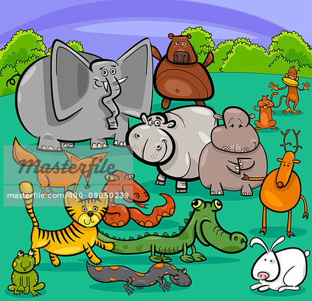Cartoon Illustration of Cute Animal Characters Group