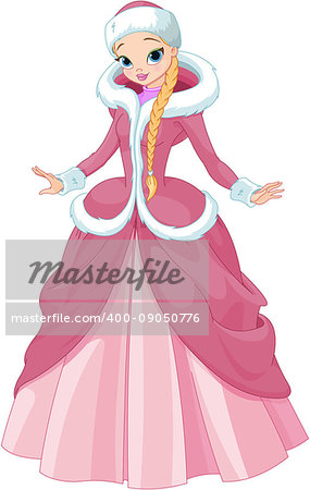 Illustration of cute winter princess
