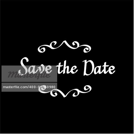 Save the date vector calligraphy digital drawn imitation design
