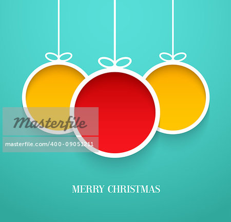 Hanging Christmas balls. Vector illustration.