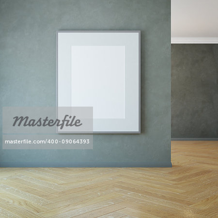 blank picture on the wall, 3d rendering