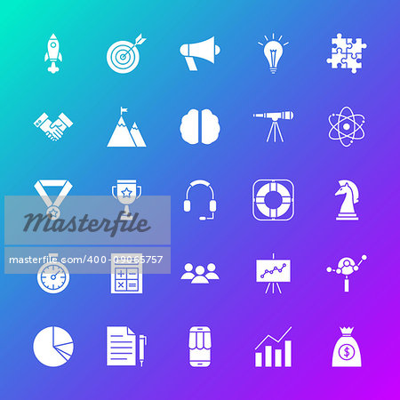 Startup Solid Icons. Vector Illustration of Glyphs over Blurred Background.