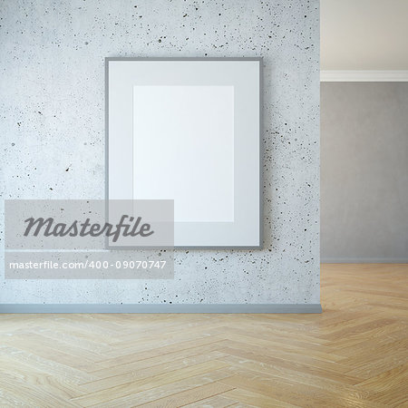 blank picture on the wall, 3d rendering