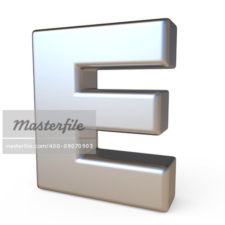 Metal font LETTER E 3D render illustration isolated on white background