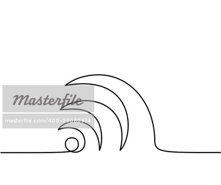 Abstract wi-fi sign. Continuous line drawing icon. Vector illustration