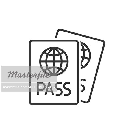 Passport line icon on white background