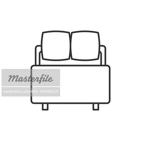 Bed line icon on white background