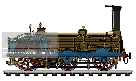 Hand drawing of a vintage steam locomotive