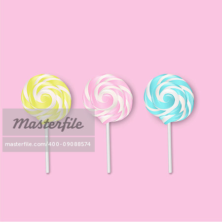 Pastel  Lollipops, With Gradient Mesh, Vector Illustration