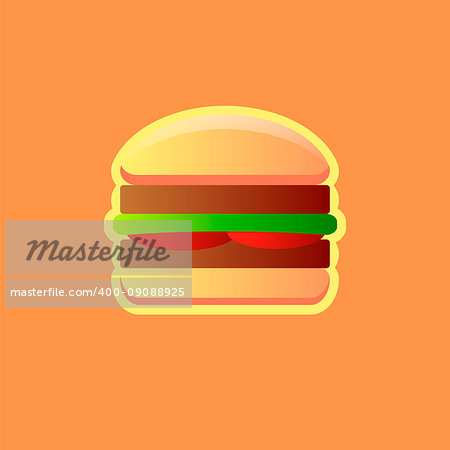 Vector image burger on an orange background