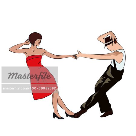 Couple man and woman dancing, vintage dance, retro vector illustration