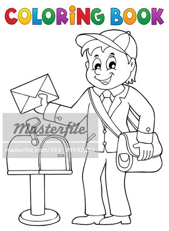 Coloring book postman topic 1 - eps10 vector illustration.