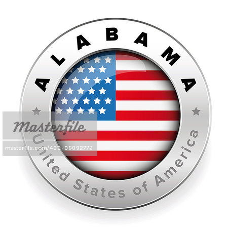 Alabama Usa flag badge button vector