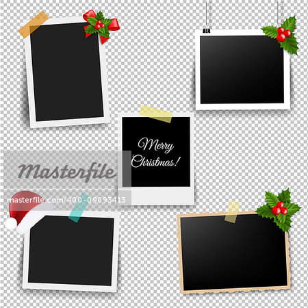 Photo Frame With Xmas Décor Collection With Gradient Mesh, Vector Illustration