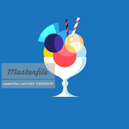 Vector icon of bright tasty ice cream on a blue background