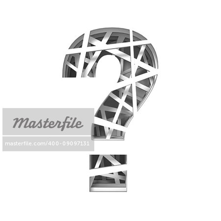 Paper cut out font QUESTION MARK 3D render illustration isolated on white background