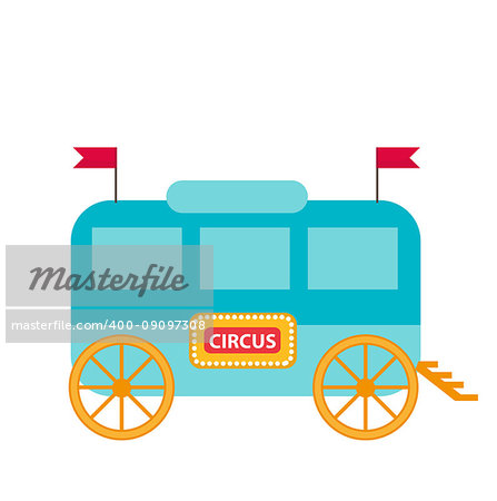 Circus trailer, wagon icon flat style , isolated on white background. Vector illustration