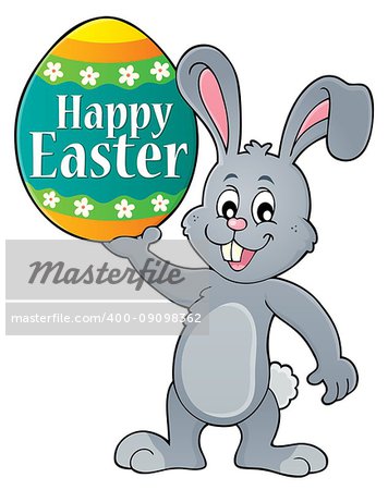 Bunny holding big Easter egg topic 4 - eps10 vector illustration.