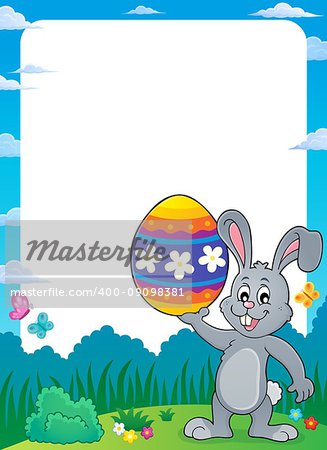 Frame with Easter bunny topic 9 - eps10 vector illustration.