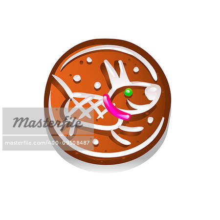 Cute gingerbread cookies for christmas with a dog symbol 2018. Isolated on white background. Vector illustration