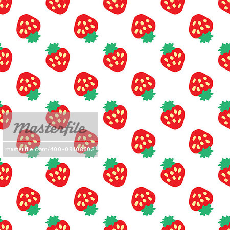 Abstract seamless white strawberry background. Vector illustration