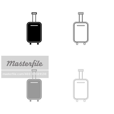 Luggage bag black and grey set icon . Flat style .