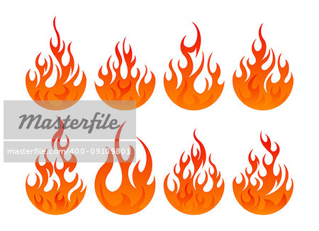 8 fire icon with round bottom design element on white background