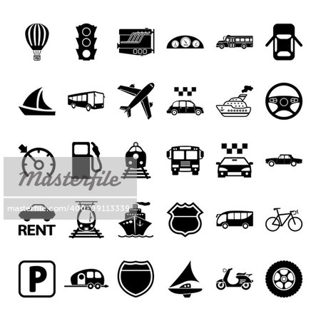 Transportation icon set. Vector illustration.